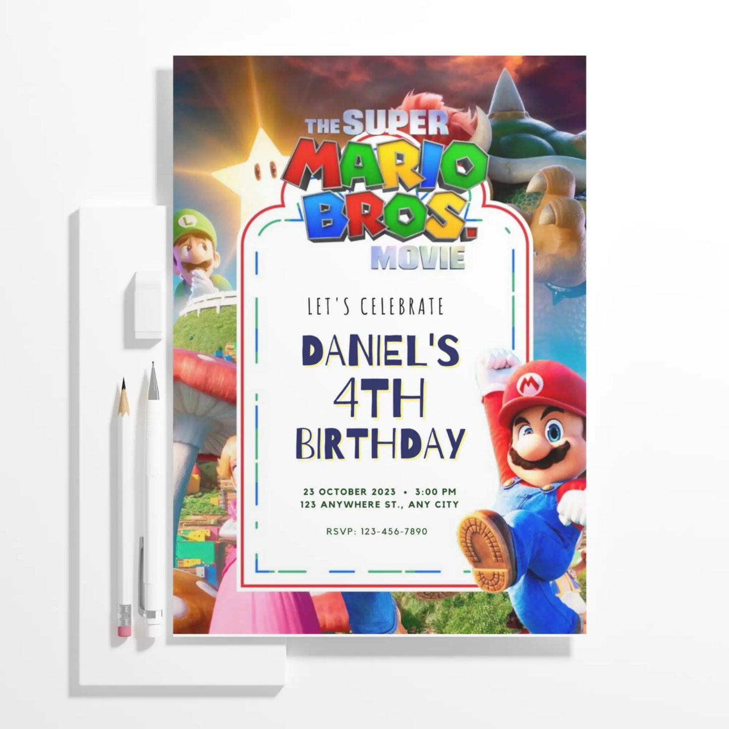 Super Mario Birthday Invitation Template - CreativeRino