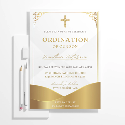 Catholic Priest Ordination Invitation Template - CreativeRino