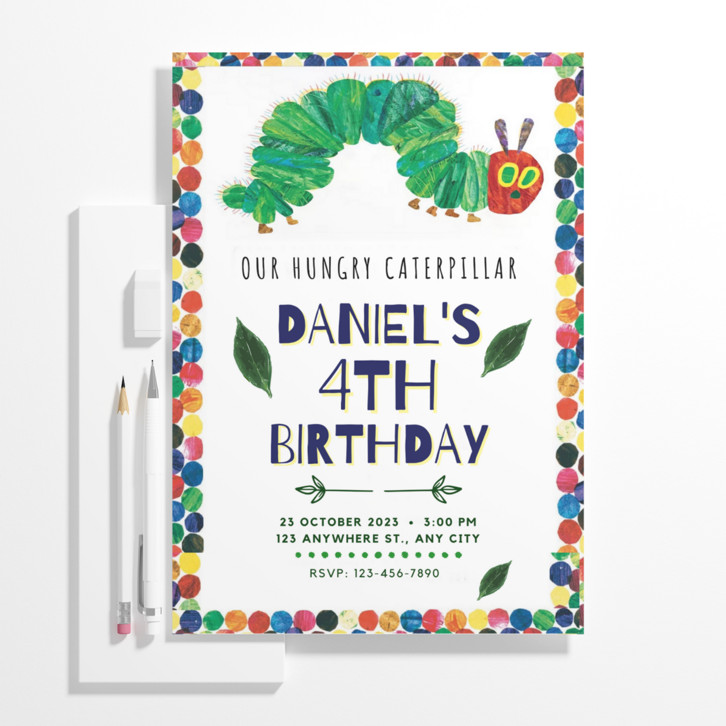 Very Hungry Caterpillar Birthday Invitation Template