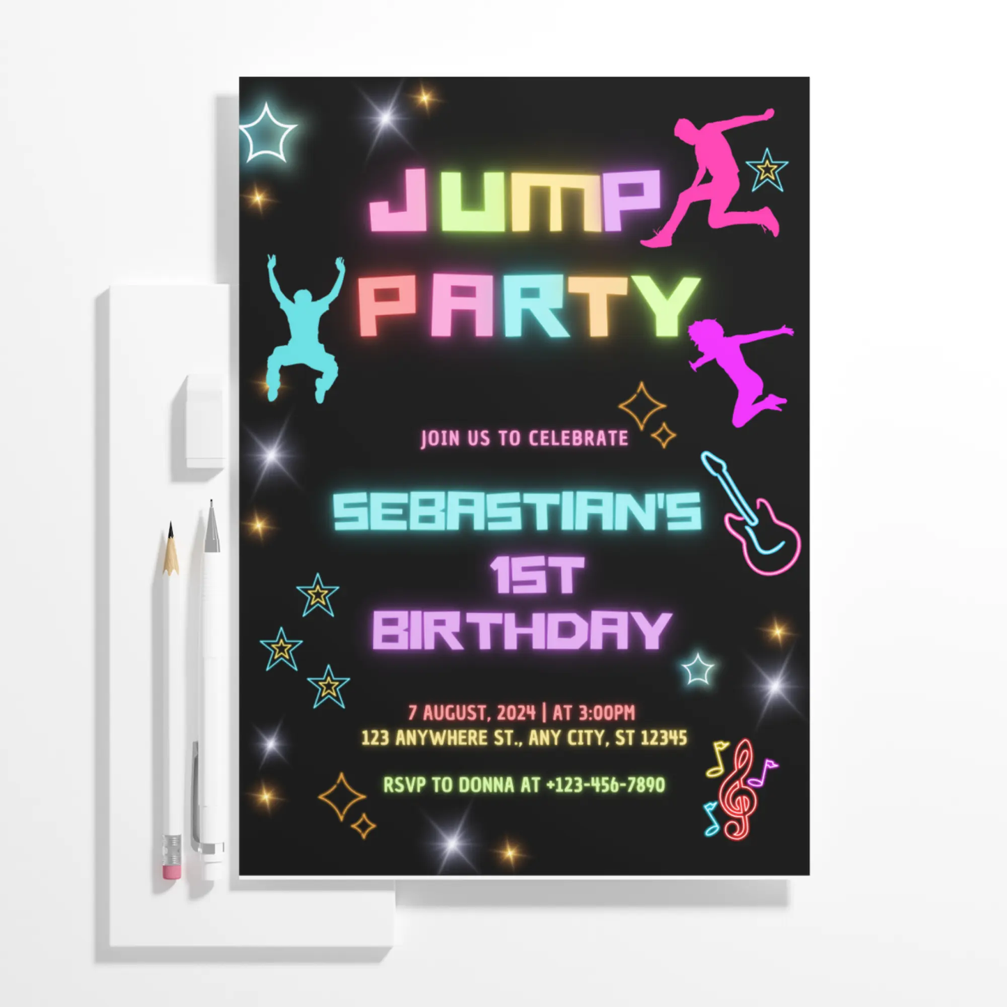 Jump Birthday Party Invitation Template - CreativeRino