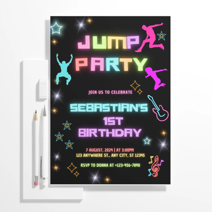 Jump Birthday Party Invitation Template - CreativeRino