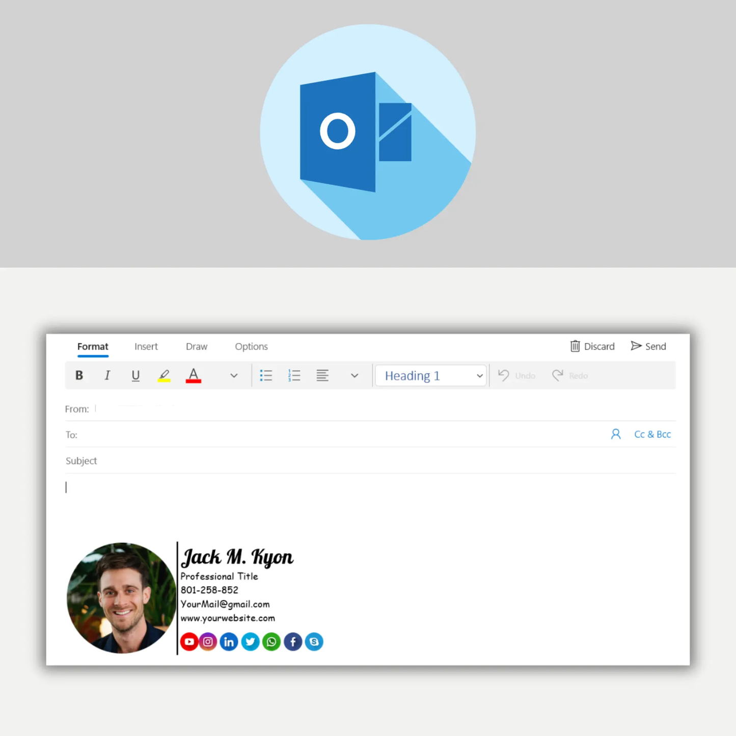 Outlook Gmail Email Signature Design Template - CreativeRino