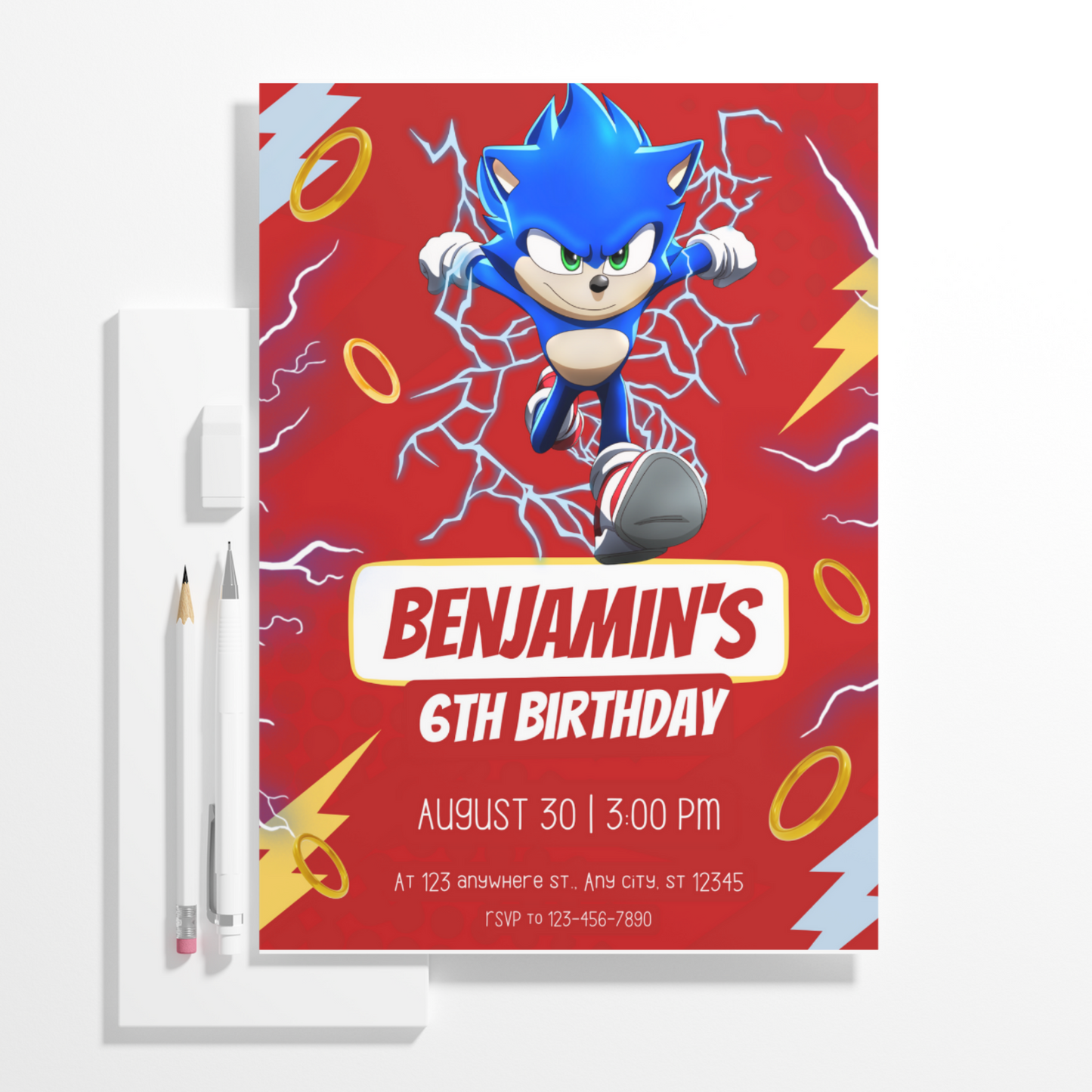 Sonic Birthday Invitation Template