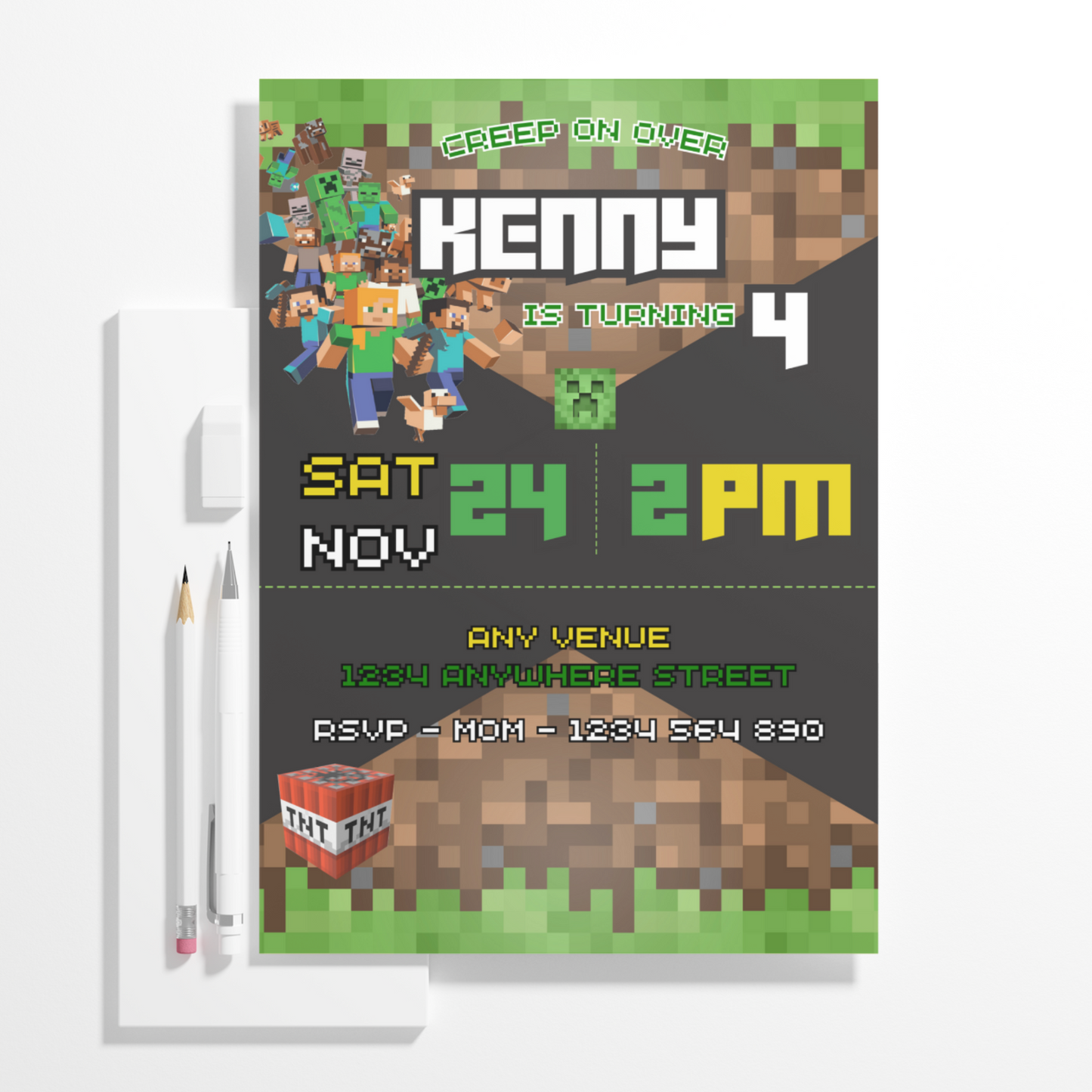 Minecraft Birthday Invitation Template