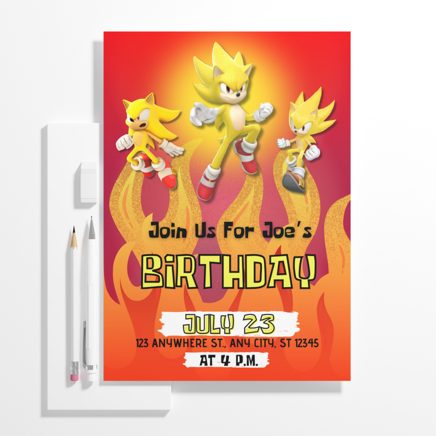 Super Sonic Birthday Invitation Template