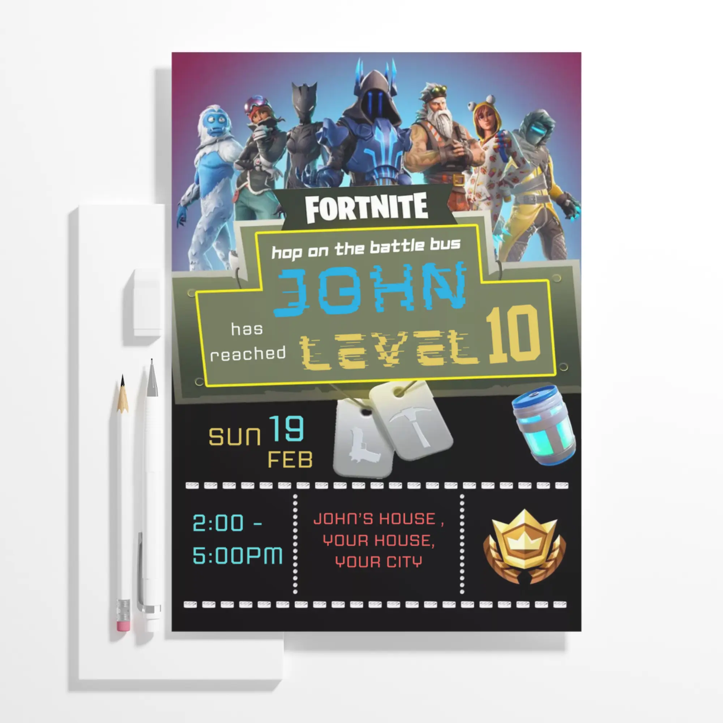 Fortnite Birthday Invitation Template - CreativeRino