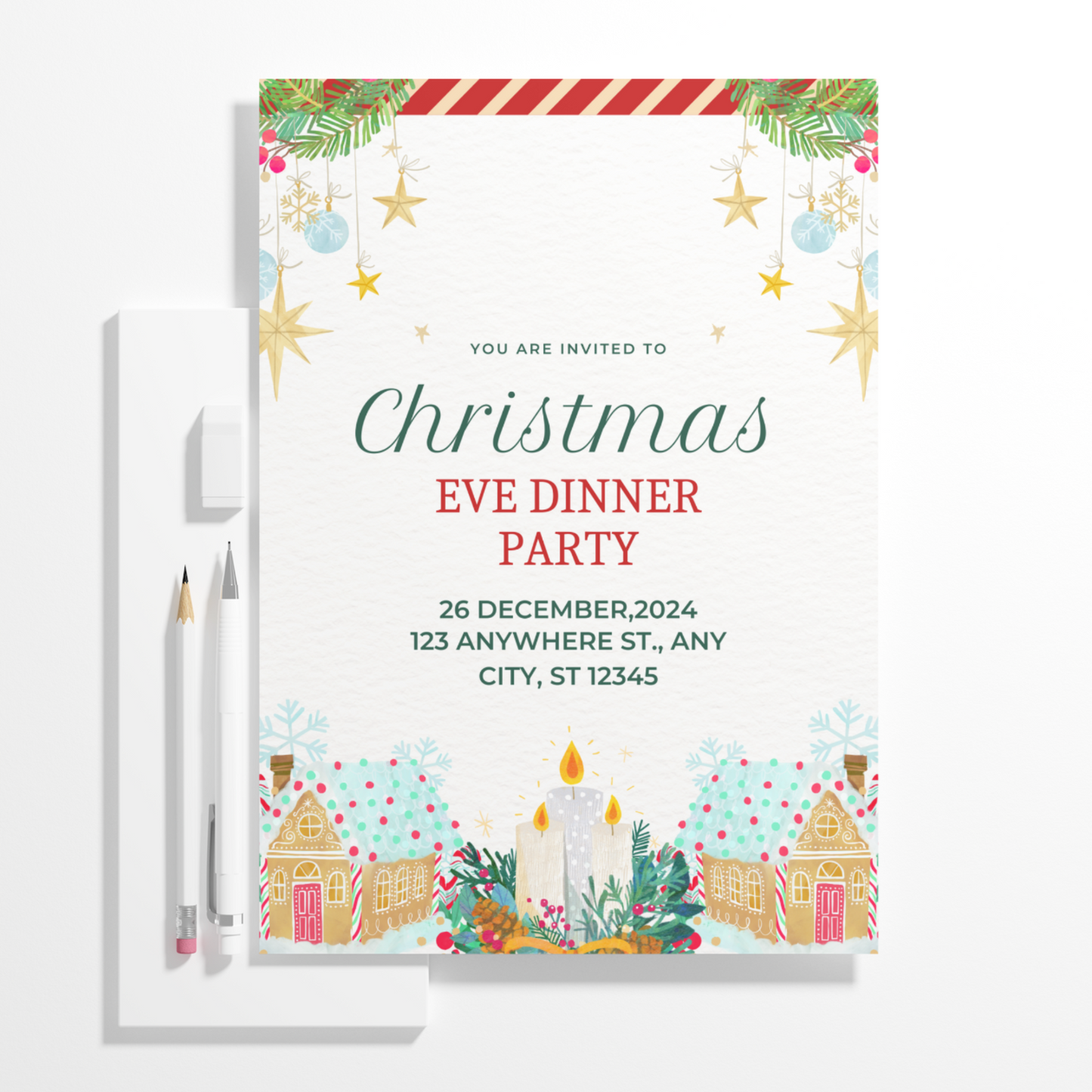 Christmas Eve Dinner Party Invite Template