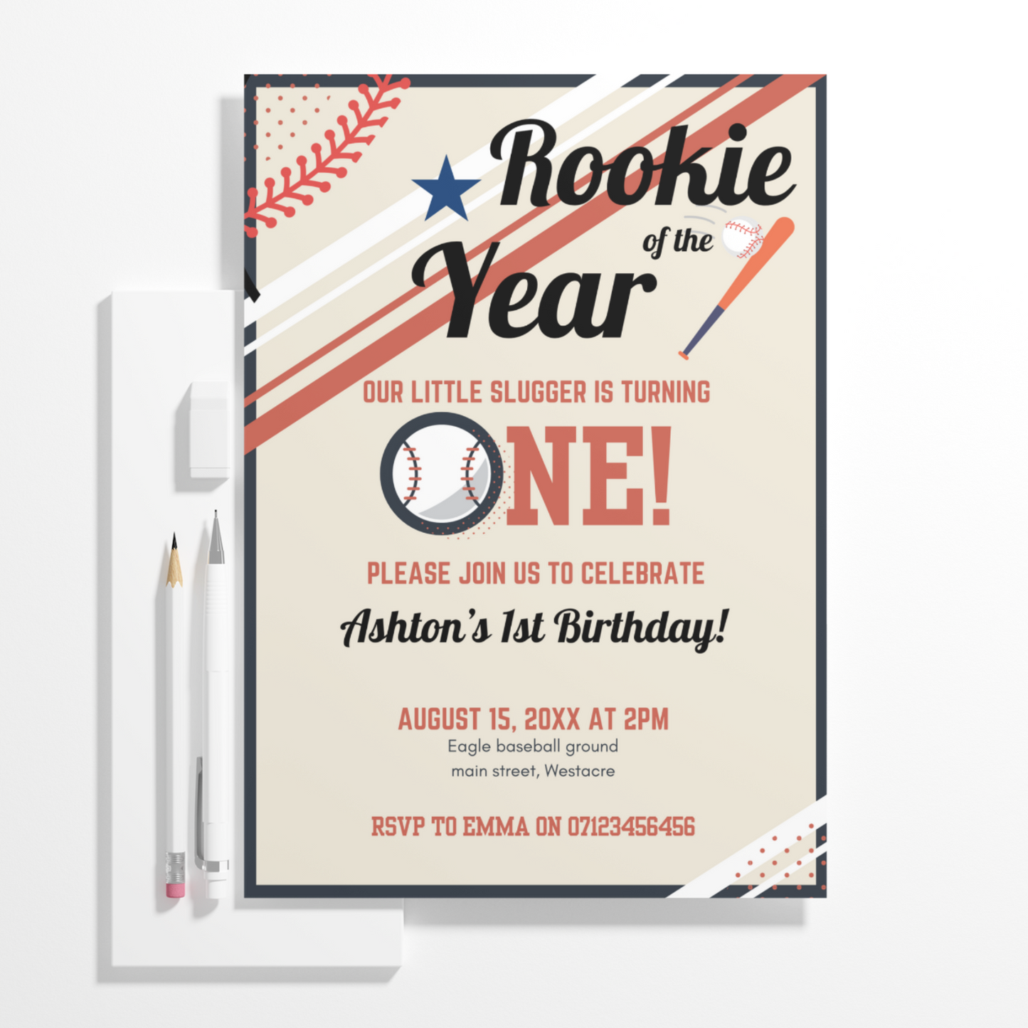 Baseball Birthday Invitation Template | Rookie of the Year