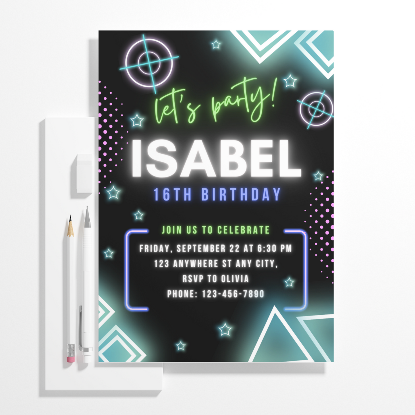 Laser Tag Gaming Birthday Invitation Template