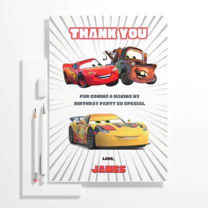 Cars Thank You Card Template - CreativeRino