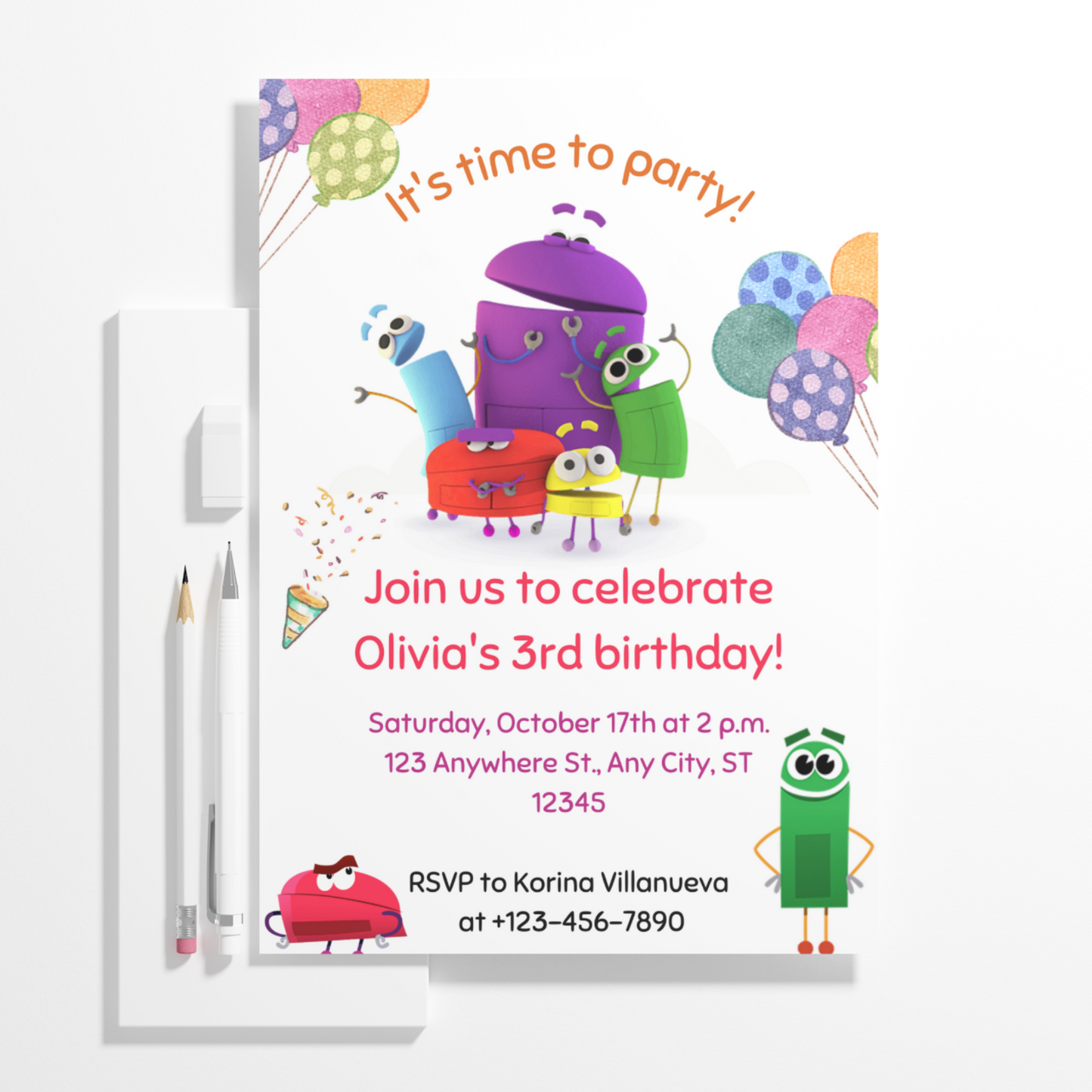 Numberblocks Birthday Invitation Template