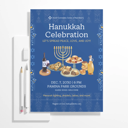 Hanukkah Invitation Template | Hanukkah Celebration Party Invite - CreativeRino