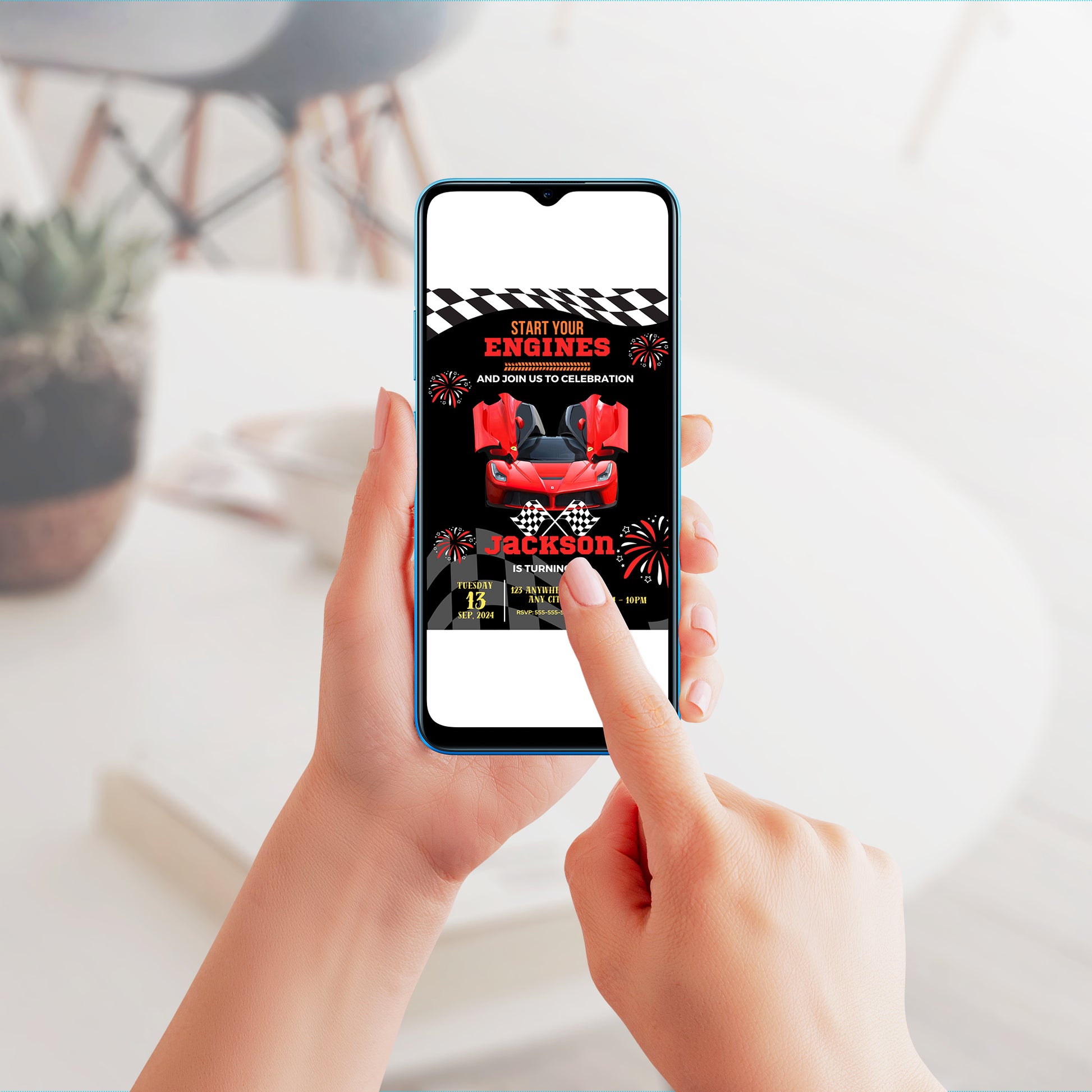 Ferrari Sport Race Car Birthday Invitation Template - CreativeRino