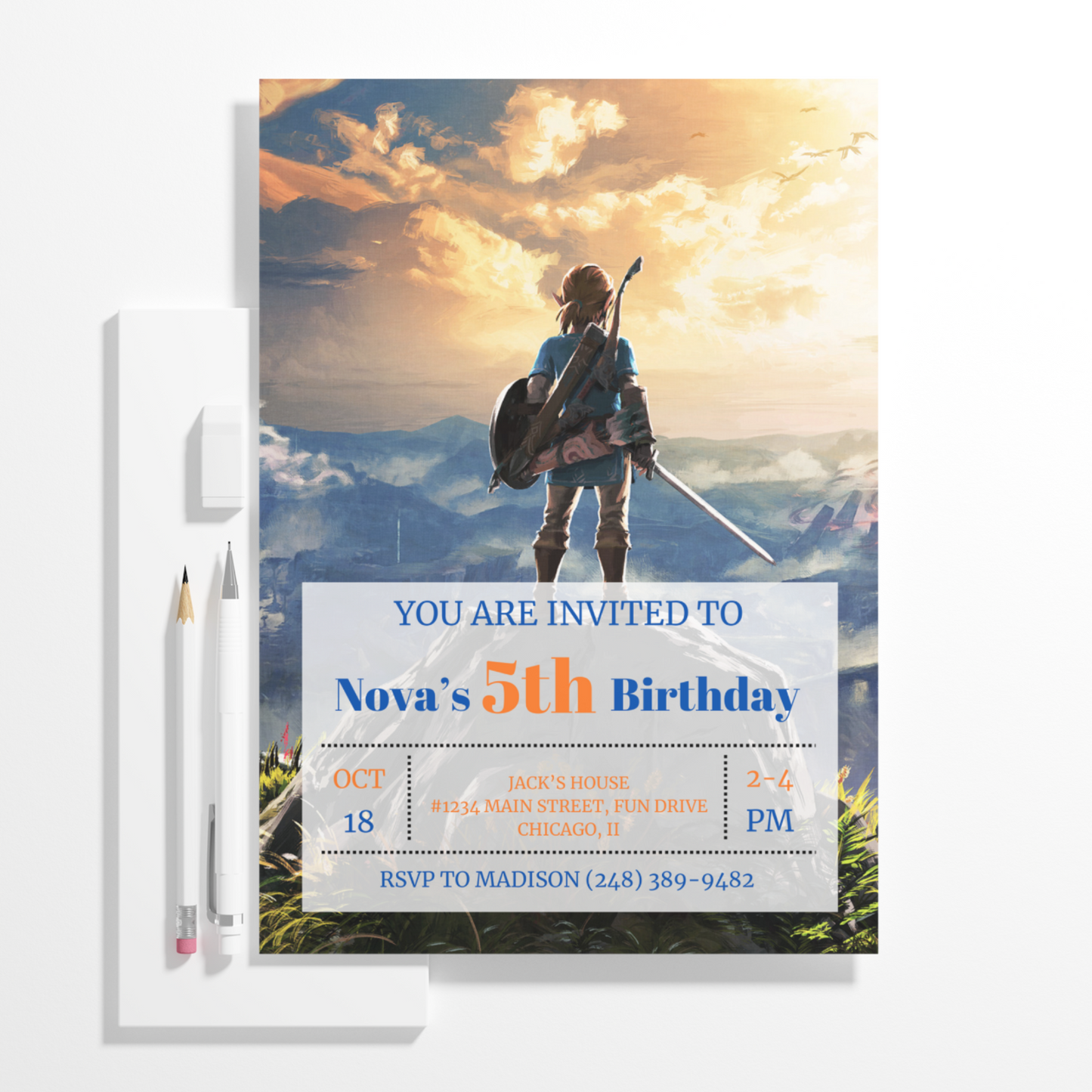 Zelda Birthday Invitation Template | The Legend of Zelda Birthday Invite