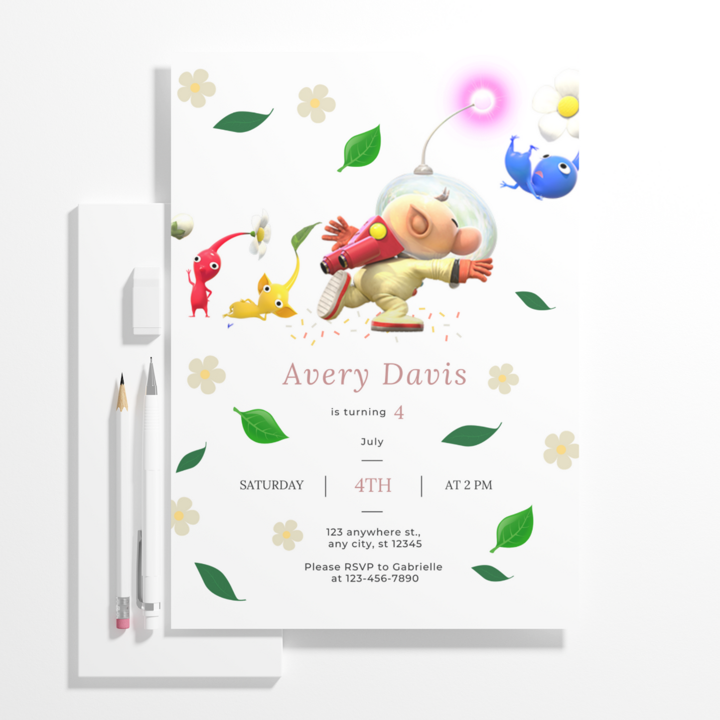 Pikmin Birthday Invitation Template