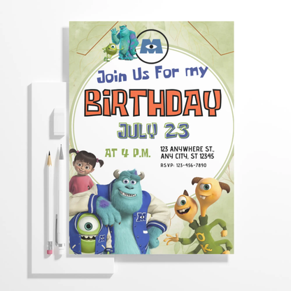 Monsters Inc Birthday Invitation Template - CreativeRino