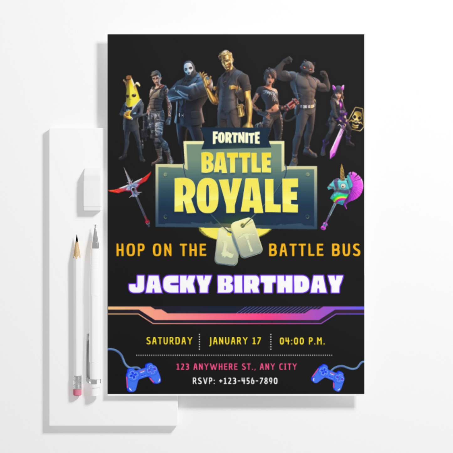 Fortnite Battle Royale Birthday Invitation Template