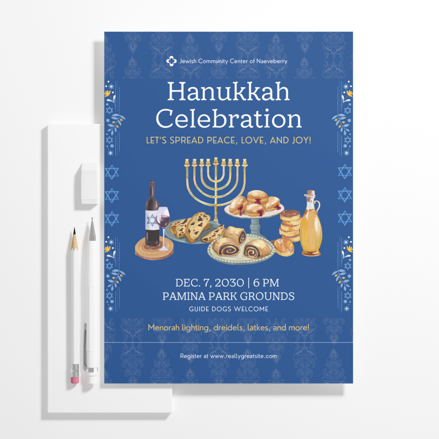 Hanukkah Invitation Template | Hanukkah Celebration Party Invite