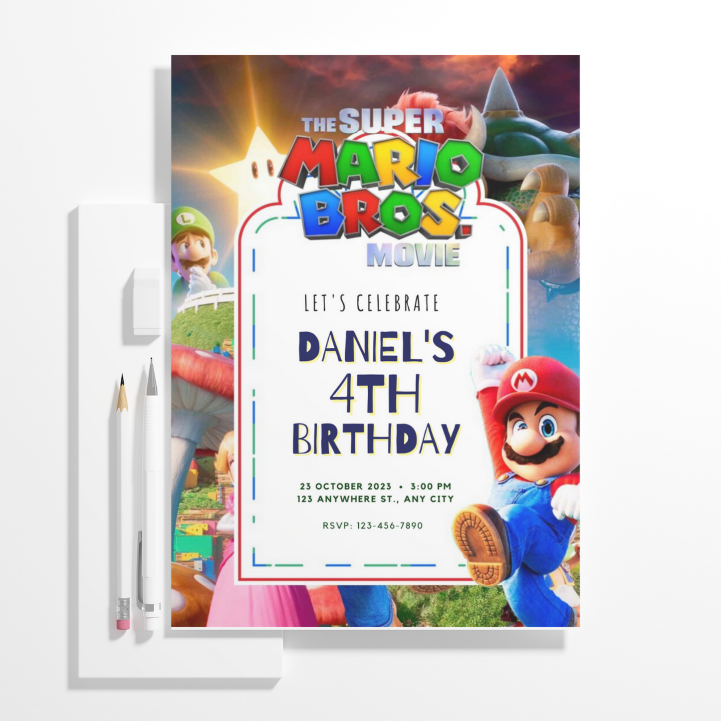 Super Mario Birthday Invitation Template