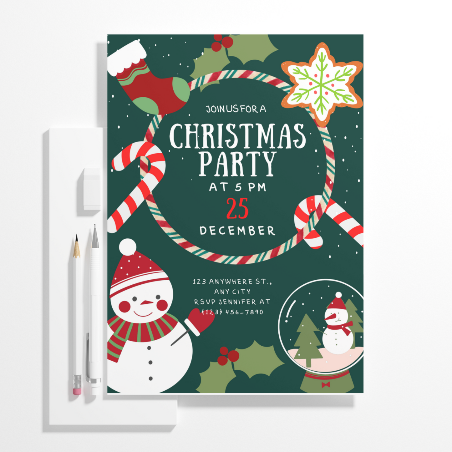 Snowman Christmas Party Invitation Template