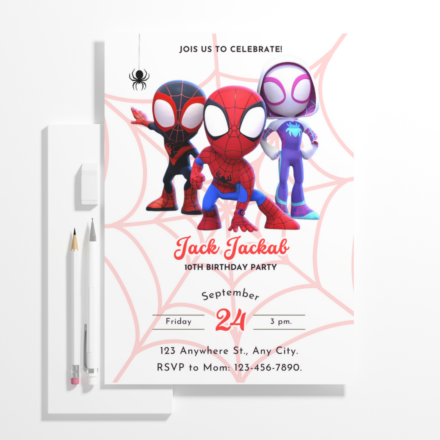 Spidey and his Amazing Friends Birthday Invitation Template