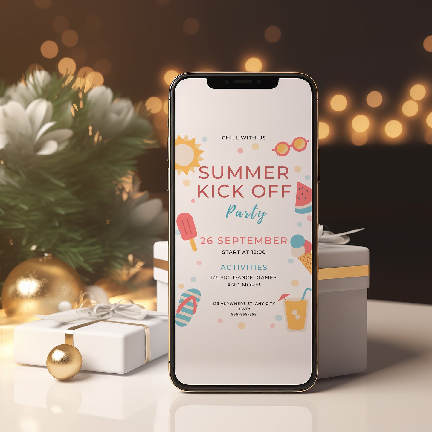 Summer Kick Off Party Invite | End of Summer Party Invitation Canva Template