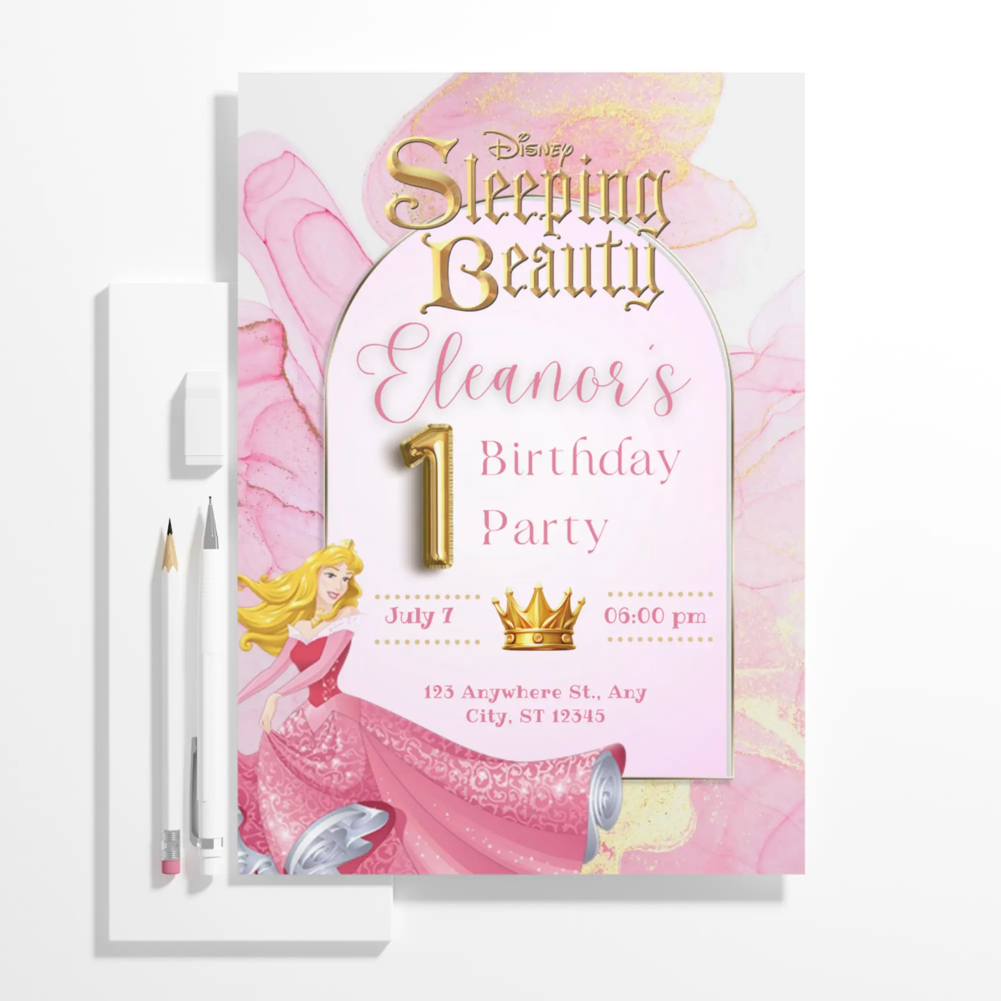 Sleeping Beauty Birthday Invitation Template - CreativeRino