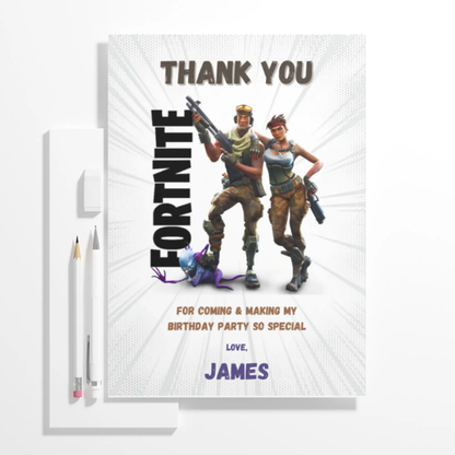 Fortnite Game Thank You Card Template - CreativeRino