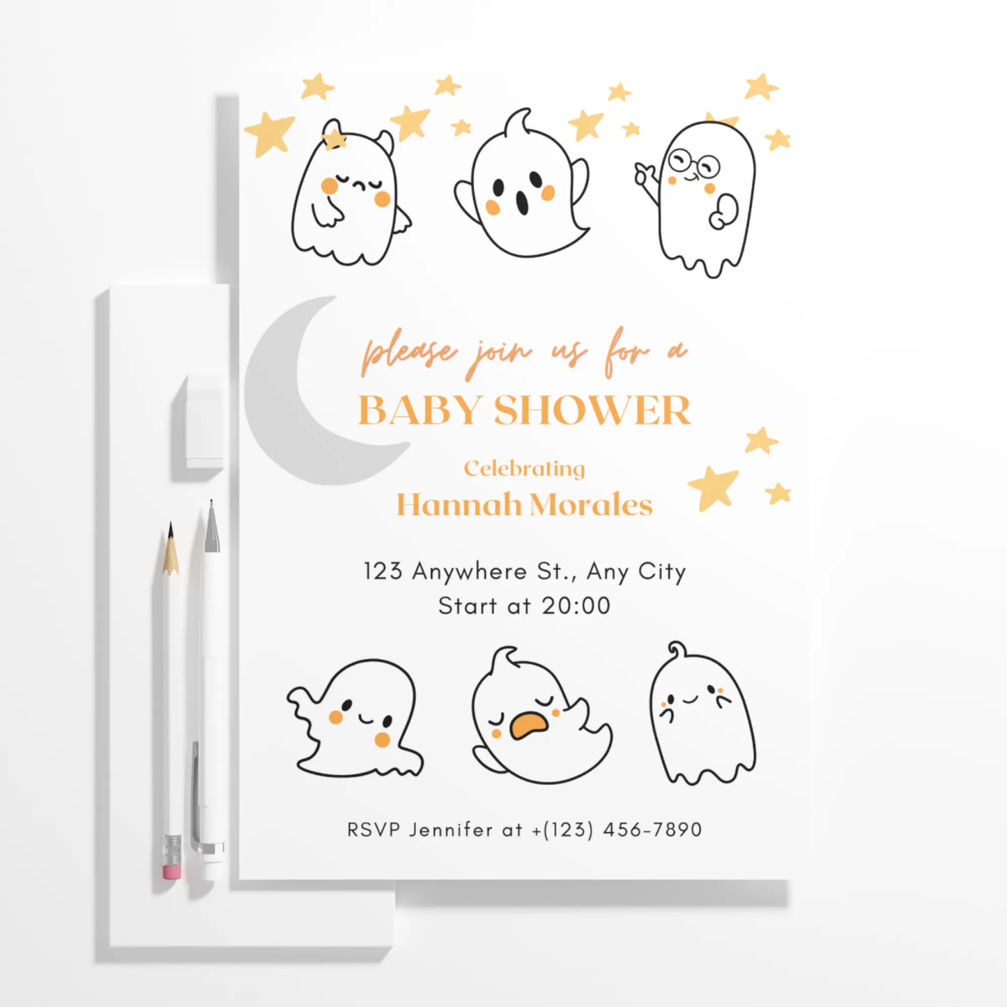 A Little Boo Baby Shower Invitation Template | Halloween Baby Shower Invite - CreativeRino