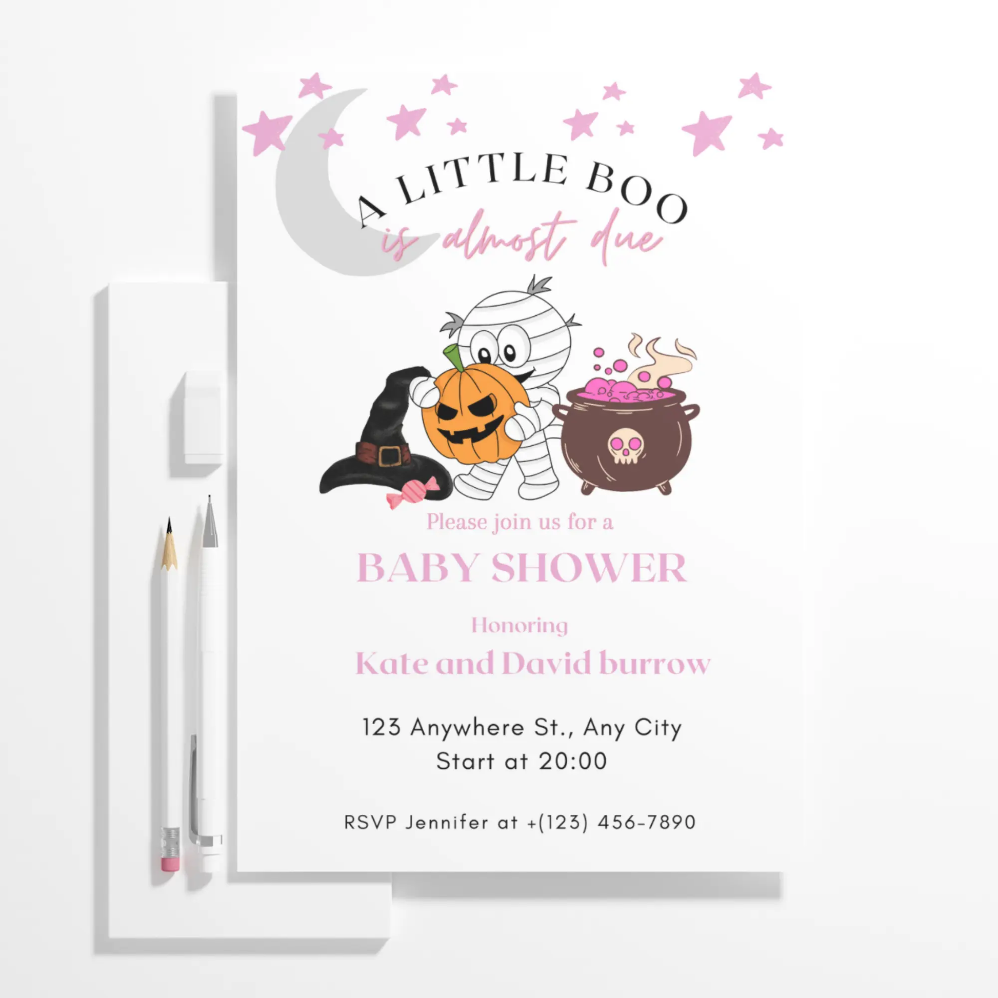 A Little Boo Baby Shower Invitation Template | Halloween Baby Shower Invite - CreativeRino