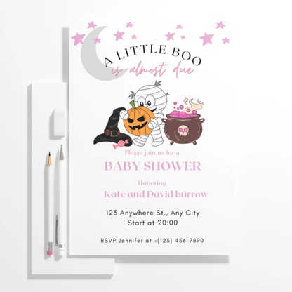 A Little Boo Baby Shower Invitation Template | Halloween Baby Shower Invite - CreativeRino