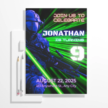 Laser Tag Gaming Birthday Invitation Template - CreativeRino