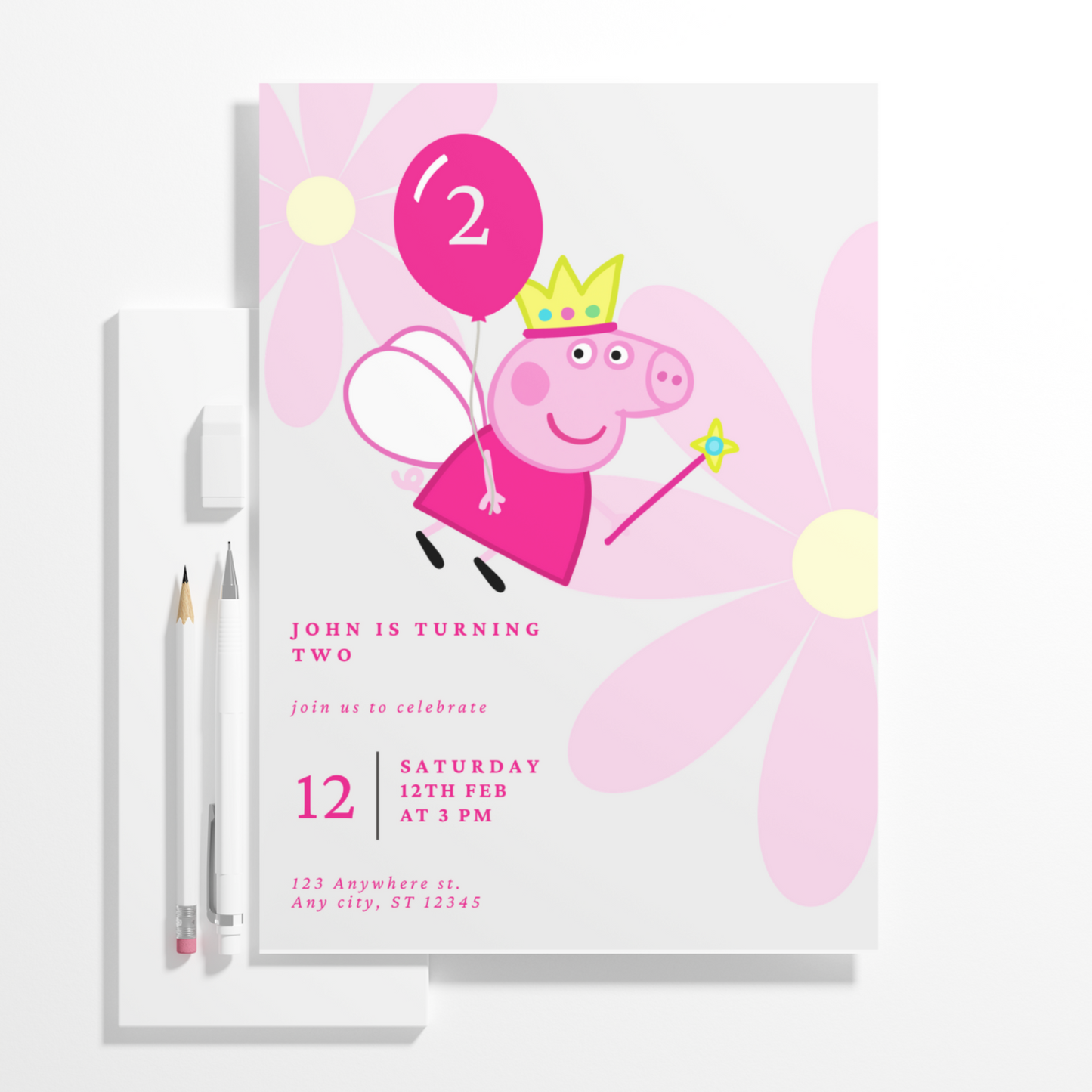 Peppa Pig Birthday Invitation Template