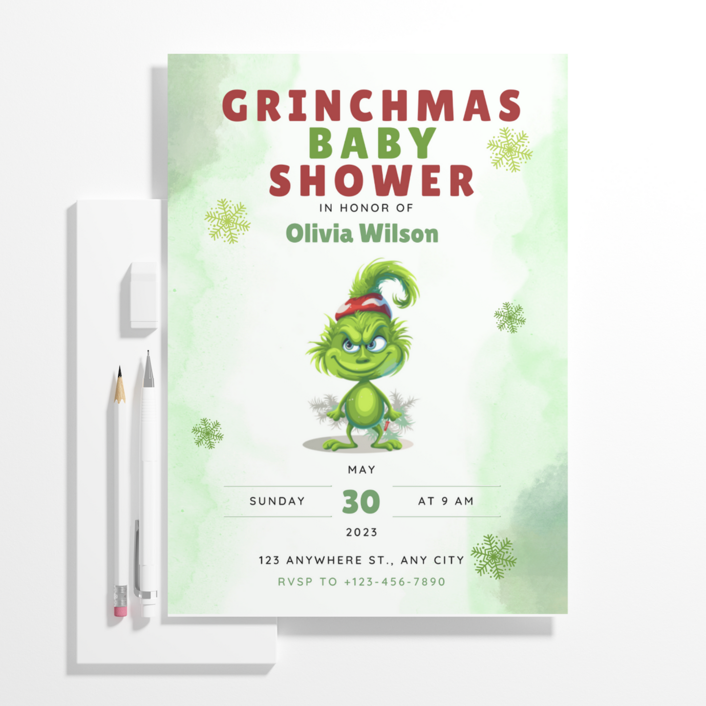 Grinchmas Baby Shower Invite Template | Grinch Whoville Baby Shower Invitation