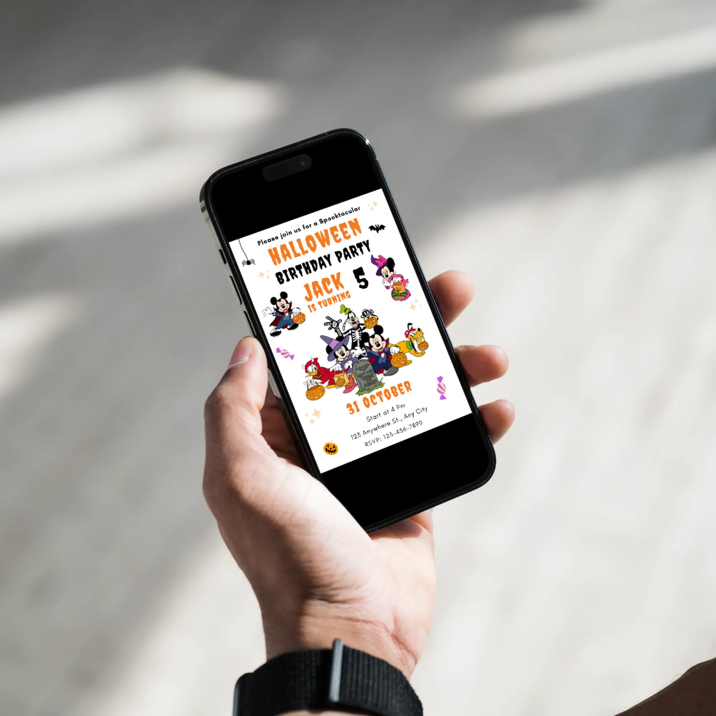 Spooktacular Mickey Mouse Halloween Birthday Invitation Template - CreativeRino