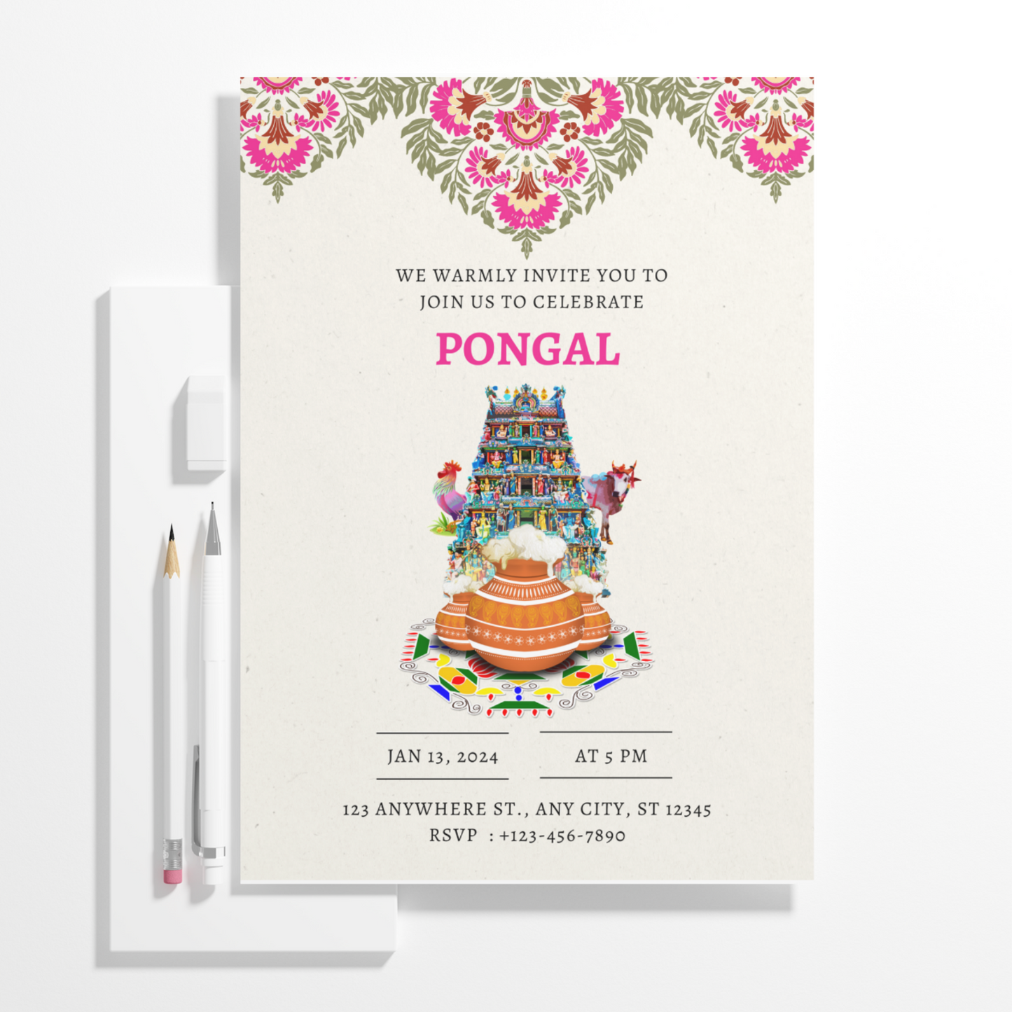 Pongal Invitation Template | Pongal Celebration Invite