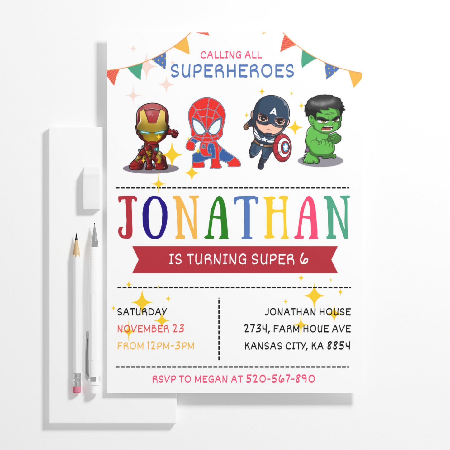 Superhero Birthday Invitation Template | Avengers Invite