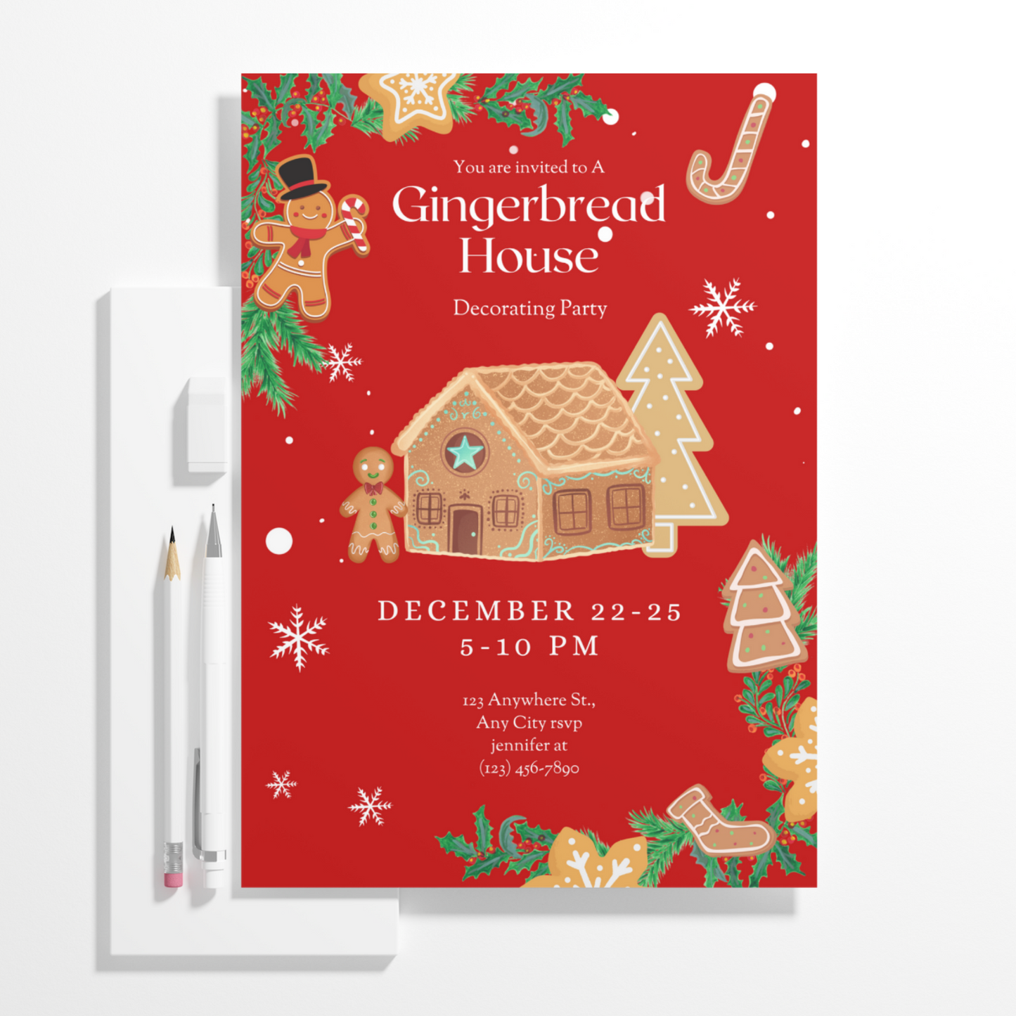 Gingerbread House Christmas Invitation Template