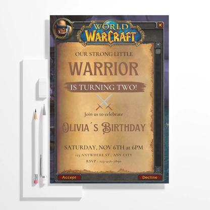 World of Warcraft Birthday Invitation Template - CreativeRino