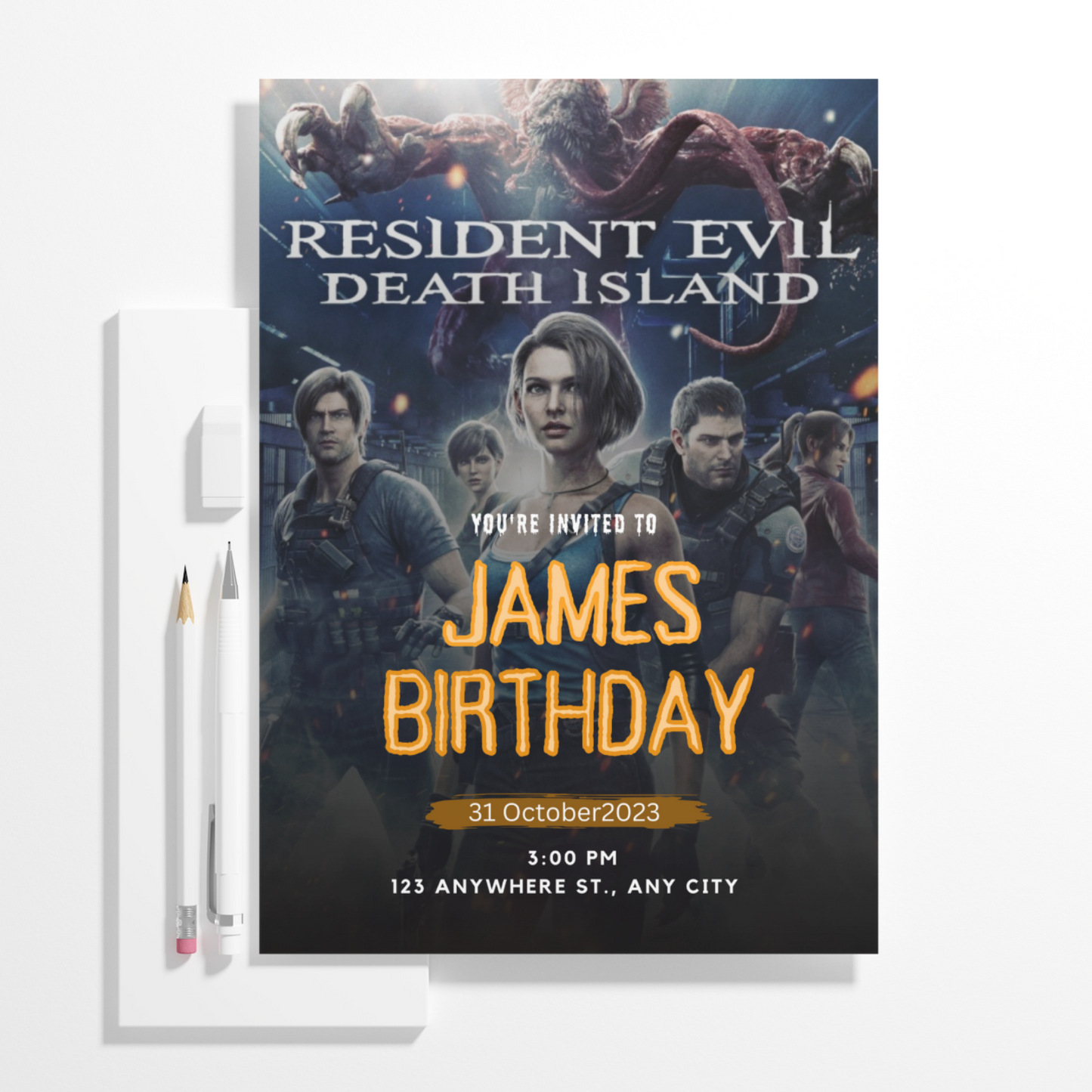 Resident Evil Death Island Birthday Invitation Template