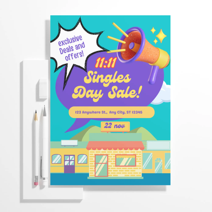 Singles Day Sale Invitation Flyer Template - CreativeRino