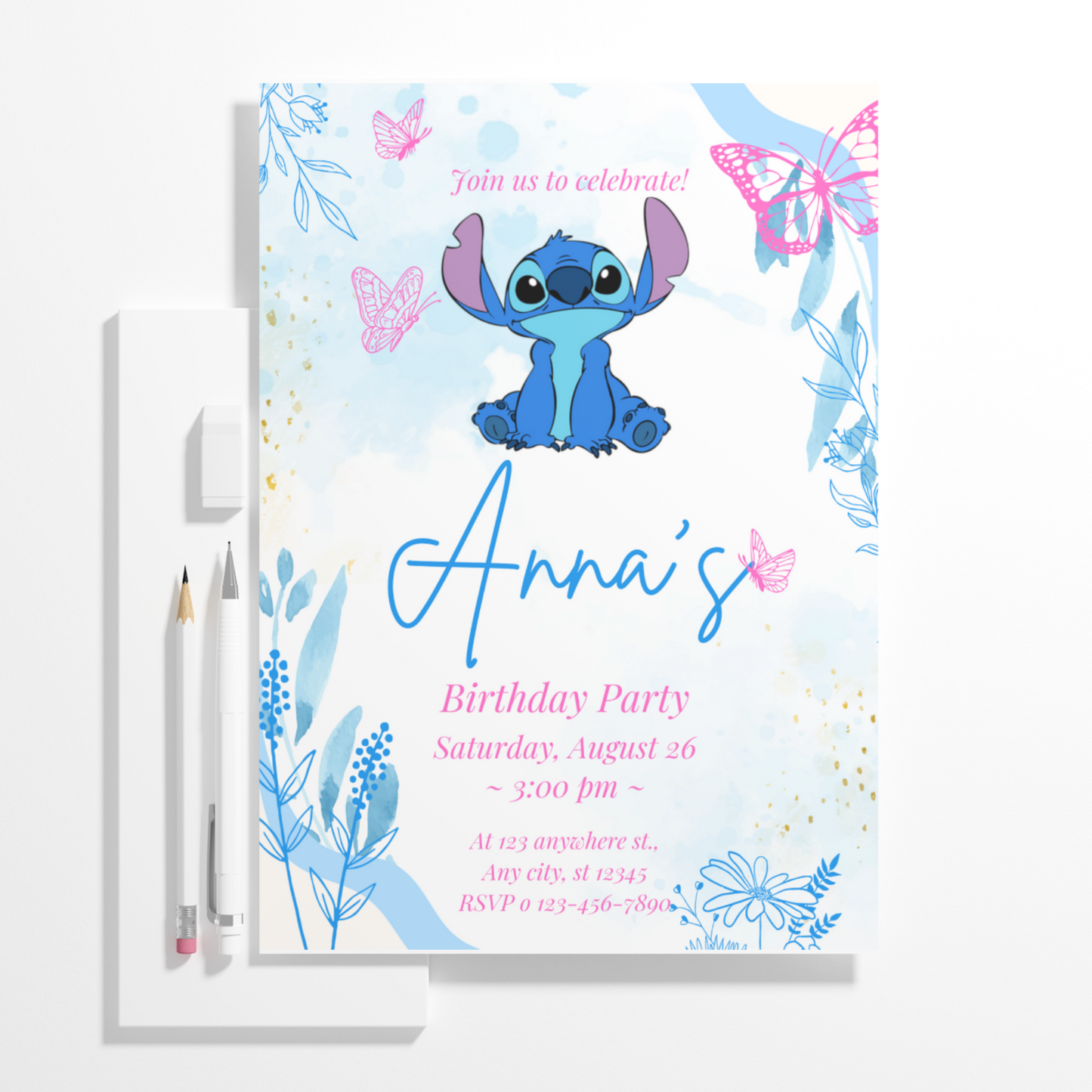 Stitch Birthday Invitation Template