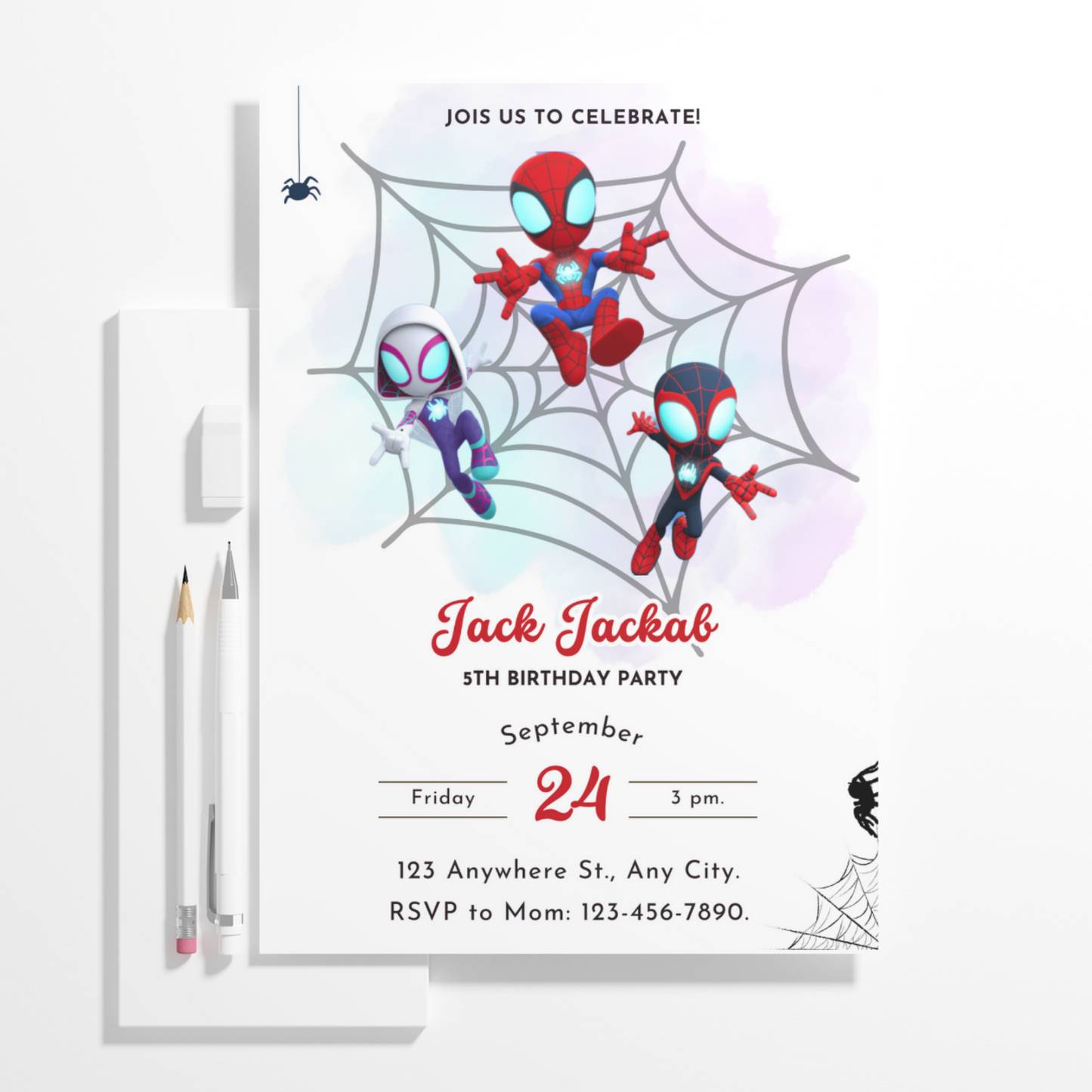 Spidey and his Amazing Friends Birthday Invitation Template