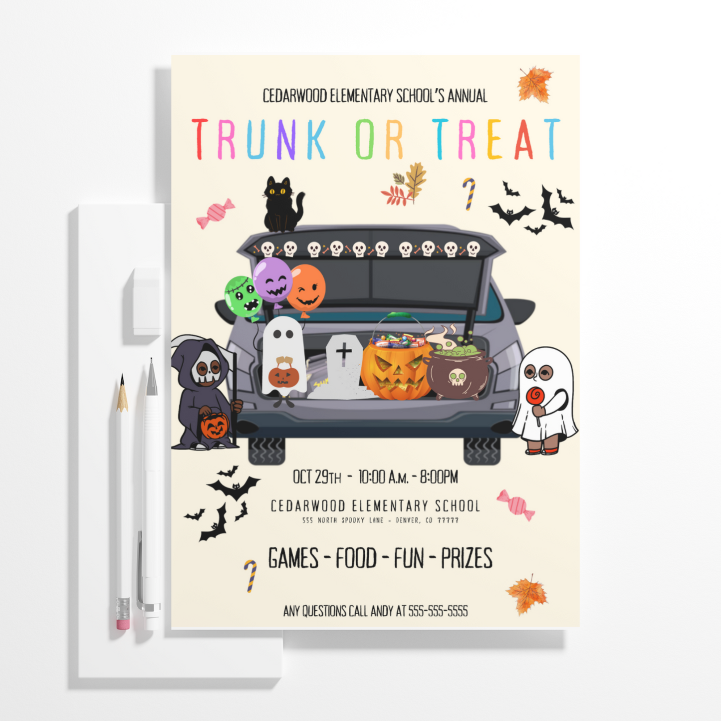 Halloween Trick or Treat Invitation Template | Halloween Trick or Treat Flyer