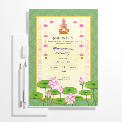 Upanayanam Ceremony Invitation Template | Thread Ceremony Invite - CreativeRino