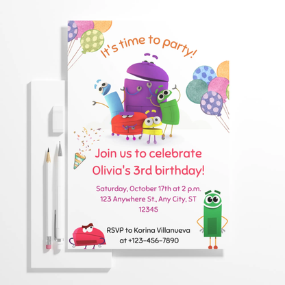 Numberblocks Birthday Invitation Template - CreativeRino