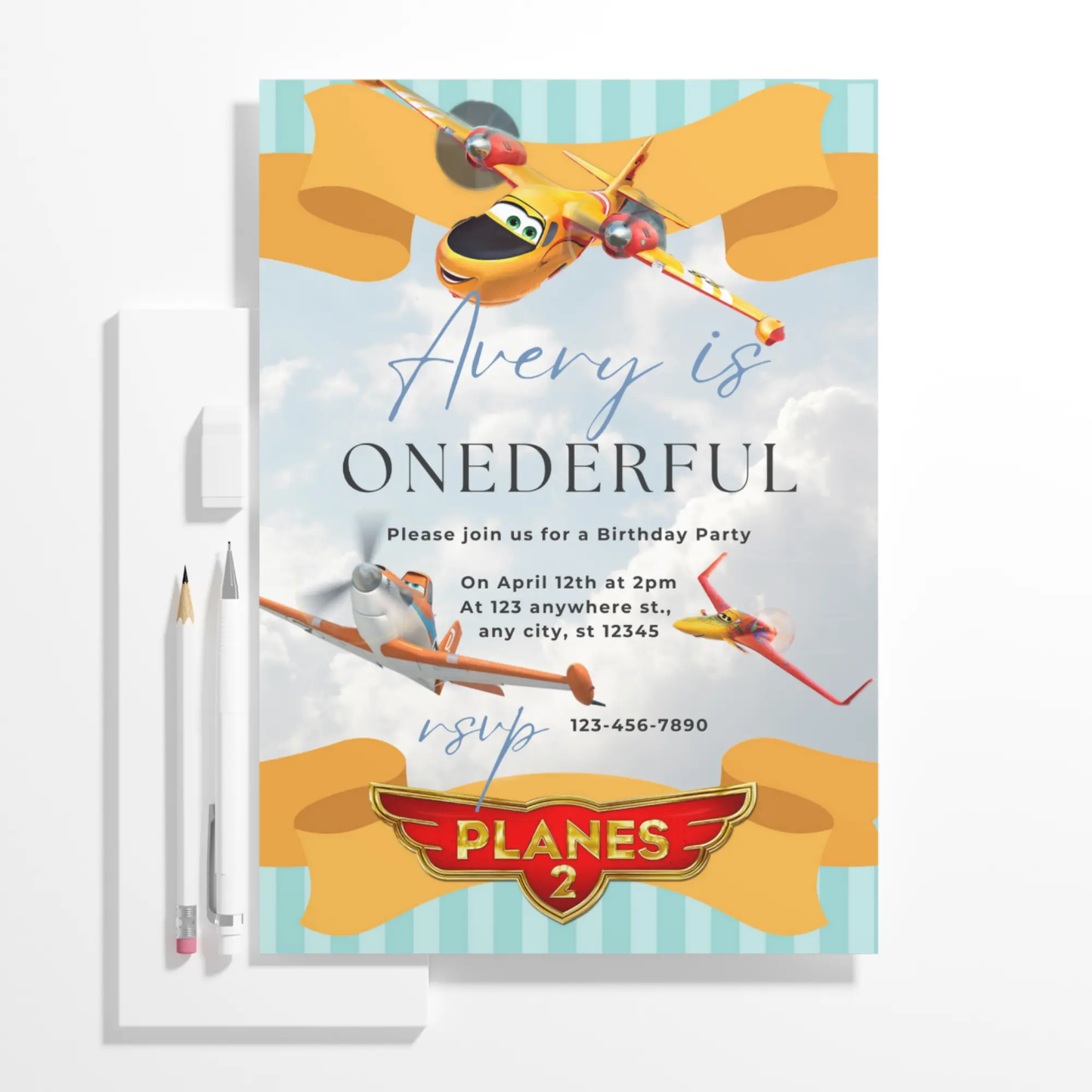 Planes Birthday Invitation Template - CreativeRino