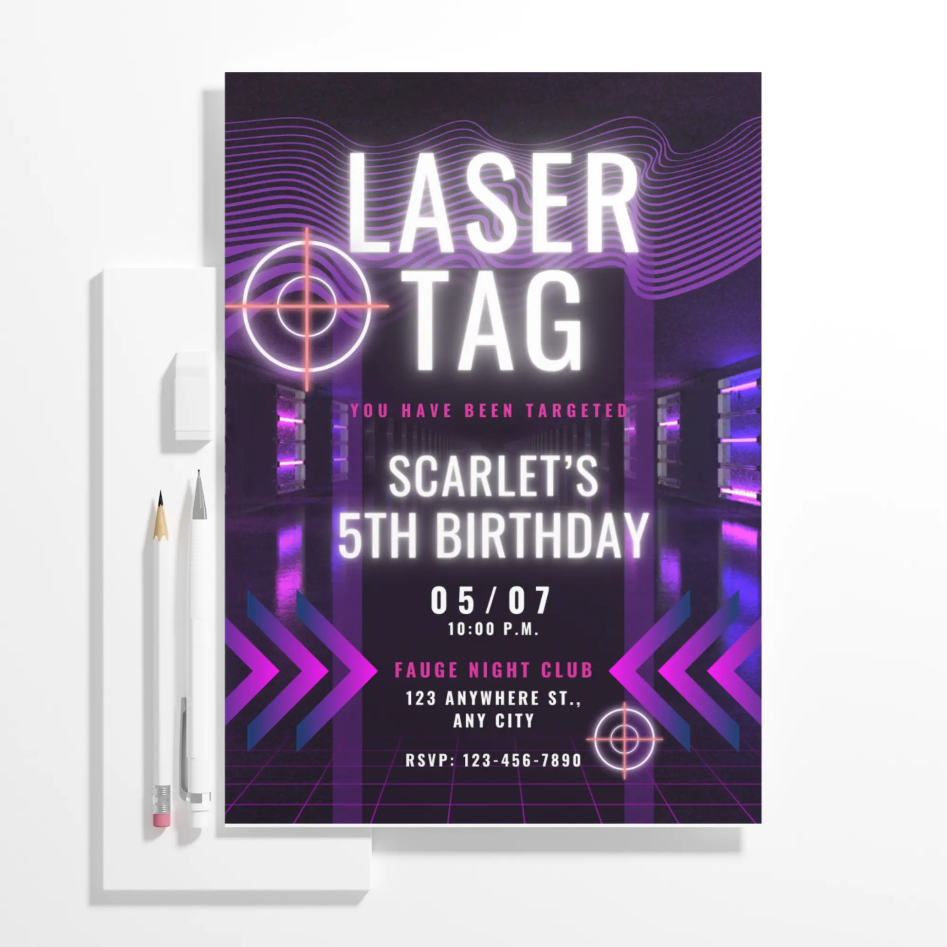 Laser Tag Gaming Birthday Invitation Template - CreativeRino