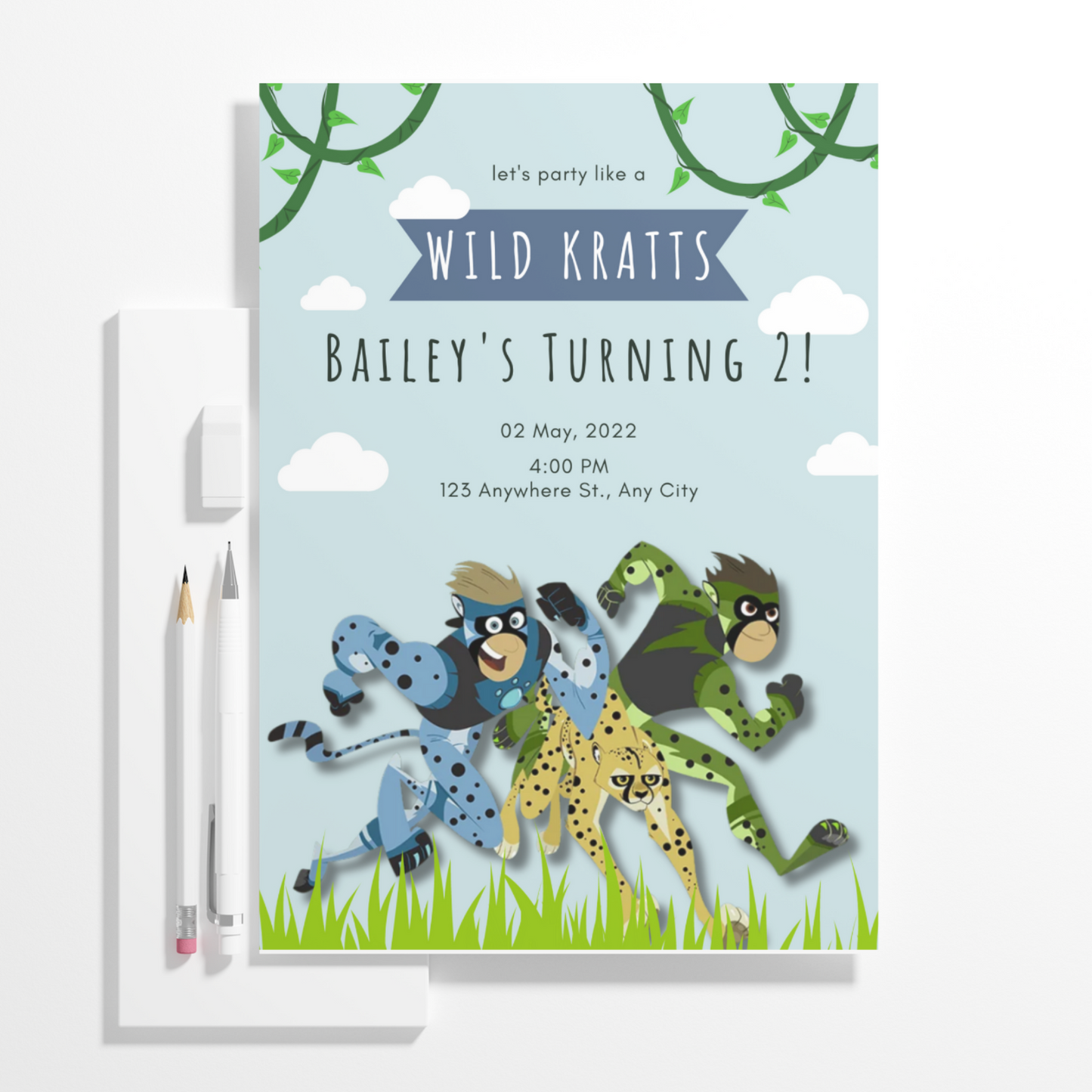 Wild Kratts Birthday Invitation Template