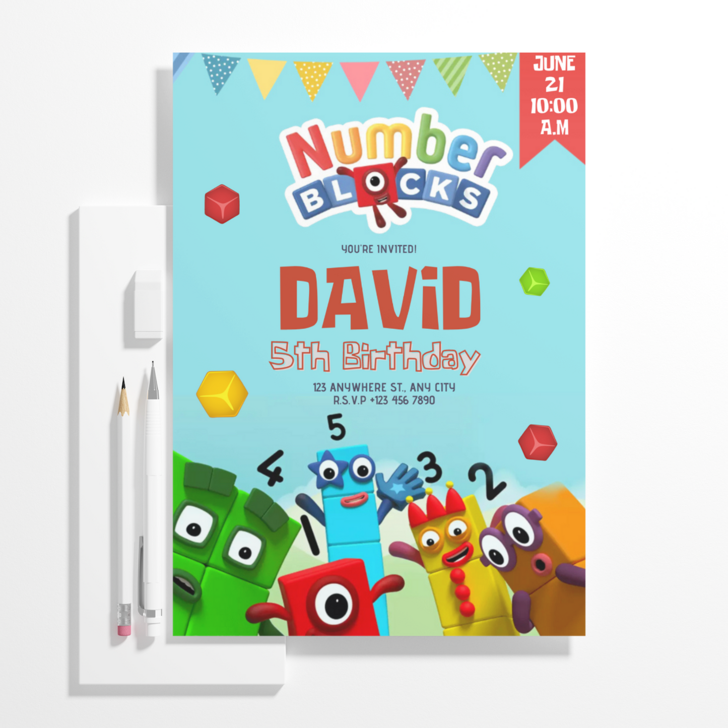 Numberblocks Birthday Invitation Template